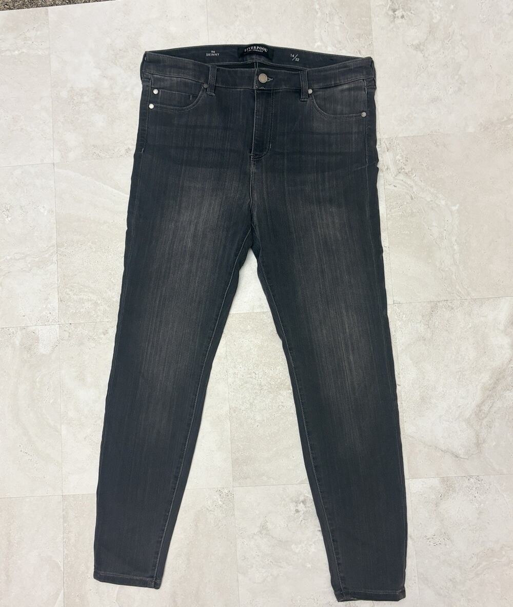 Liverpool Skinny Jeans Abby High Rise Gray Black Meteorite Stretch Denim 14/32